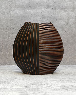 Duo Carved Disc Vase 11.5&quot;H