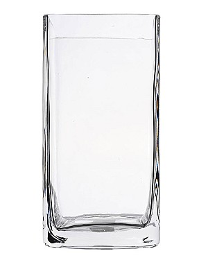 Square Clear Glass Vase 8"H (4"x4")