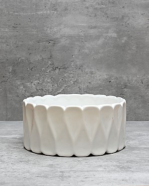 White Scalloped Container 8&quot;D