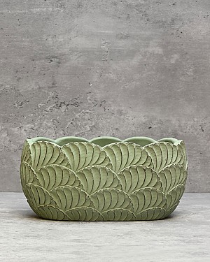 Oval Scallop Planter Green 3.75"H