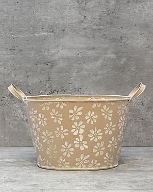 Oblong Daisy Container - Taupe 5.5&quot;H