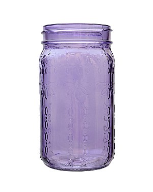 Glass Mason Jar - Purple 6.5&quot;H