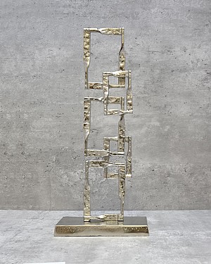 Stacked Square Link Aluminum Decorative Sculpture 16.5&quot;H
