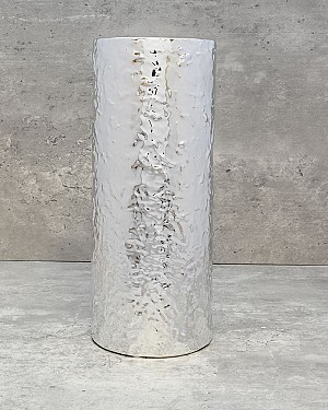 Silver Textured Cylinder Vase 10.5&quot;H