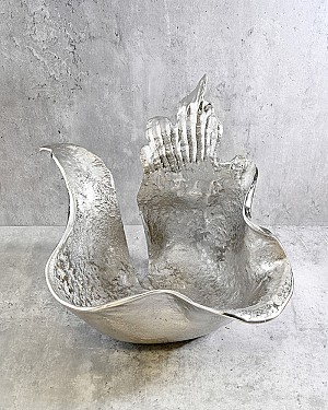 Metal Flame Bowl - Silver 12&quot;H