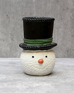 Snowman Cement Hat Planter - Small 5.5&quot;H