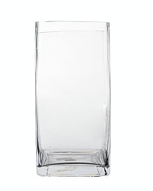 Square Clear Glass Vase 10"H (5"x5")