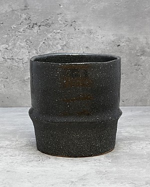 Dark Grey Ceramic Container 4.75&quot;H