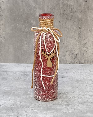 Frosted Glass Container - Red 9&quot;H