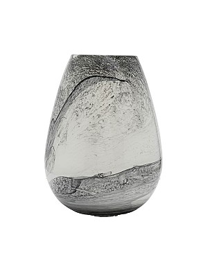 Marbled Black Swirl Glass Vase 9"H