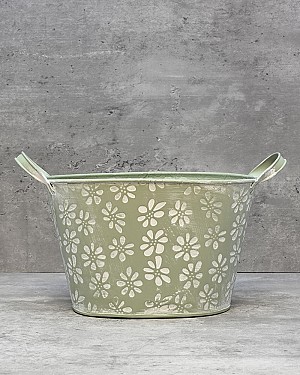 Oblong Daisy Container - Green 5.5&quot;H