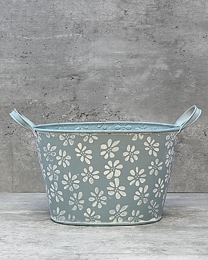 Oblong Daisy Container - Blue 5.5&quot;H