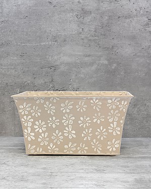 Rectangular Daisy Container - Taupe 10.75&quot;L
