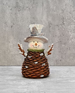 Pinecone Decorative Snowman 9&quot;H