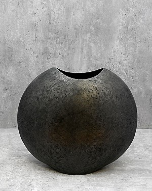 Hammered Aluminum Vase Graphite 13.5&quot;H