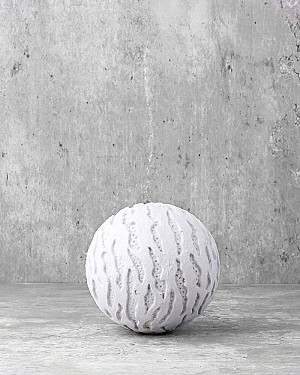 White Wave Textured Decorative Ball 4"D