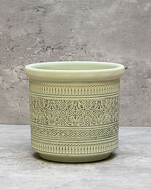 Embossed Band Planter Green 5&quot;H