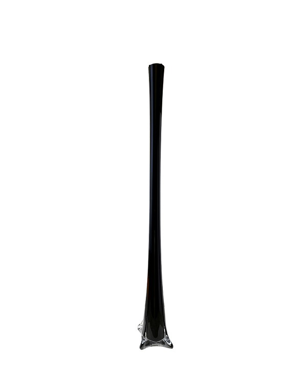 Black Glass Tower Vase 32"H