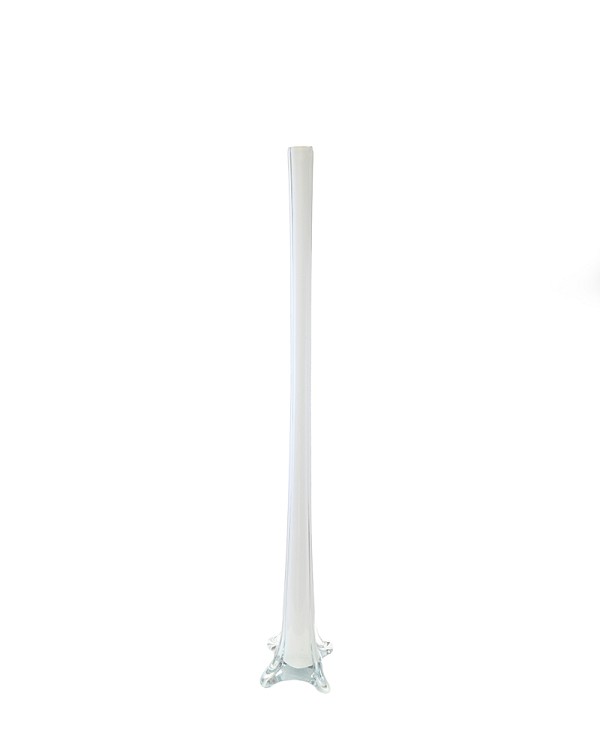 White Glass Tower Vase 27.5"H