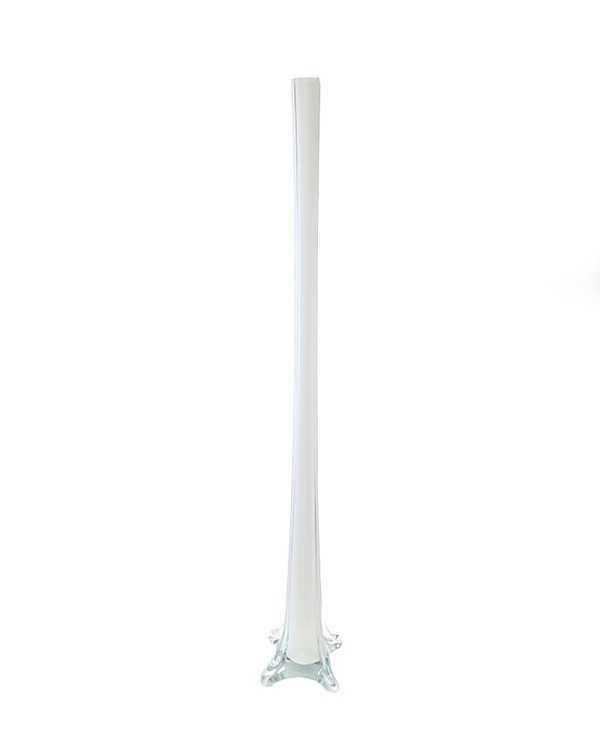 White Glass Tower Vase 32"H