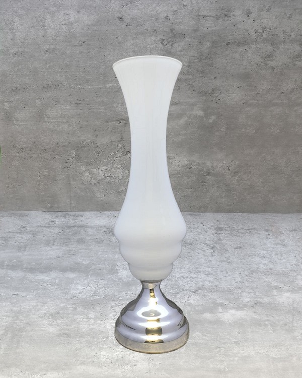 White/Silver Metallic Accent Glass Vase 21.25"