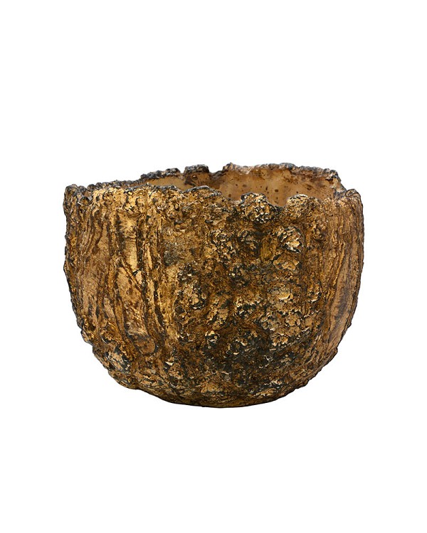 Ceramic Fossil Container Brown 6.5" x 9" Diameter