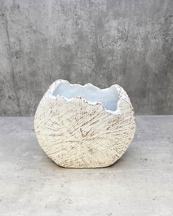 Ceramic Wood Trunk Vase White 8"