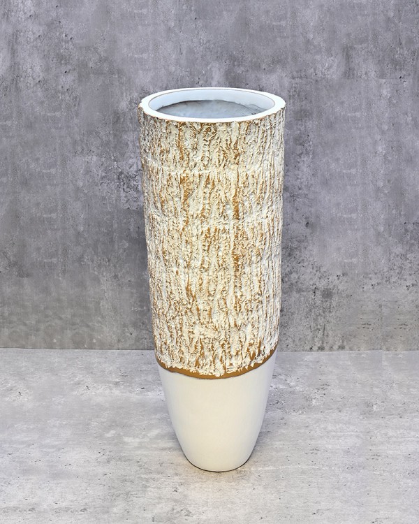 White Rustic Container 19.75" x 7" Diameter