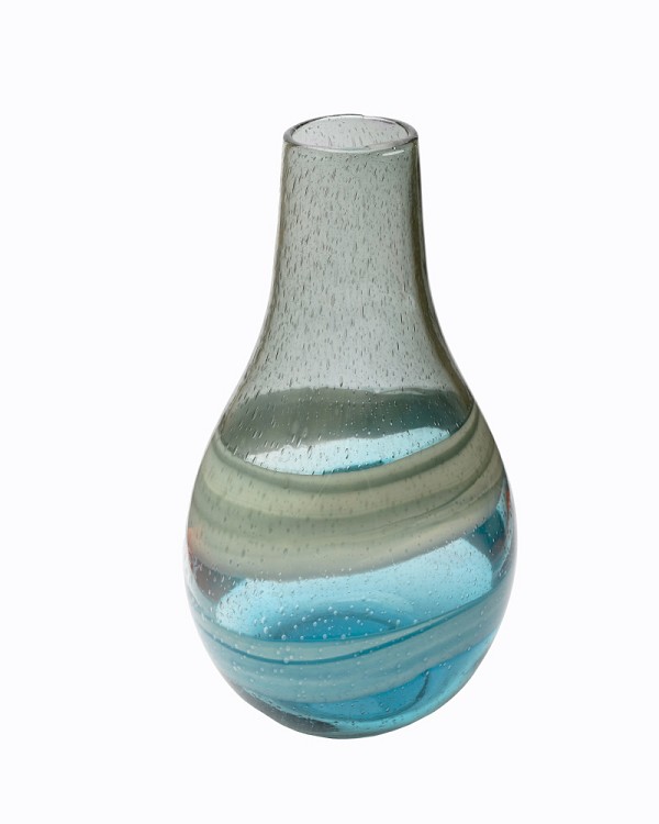 Blue Swirl Glass Bulb Vase 