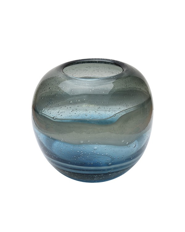 Blue Swirl Glass Sphere Vase 