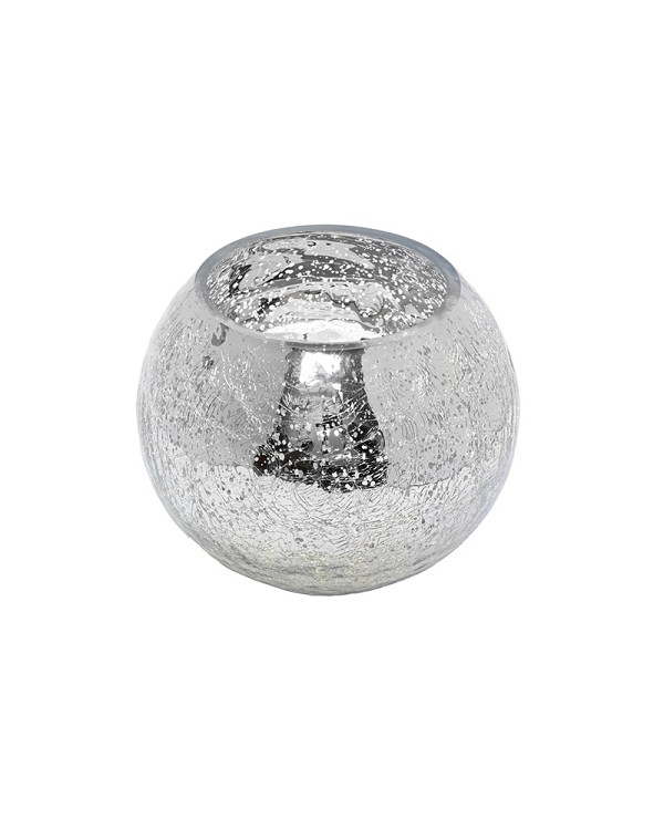 Crackle Mirror Glass Ball Vase 6.25" x 4.5"