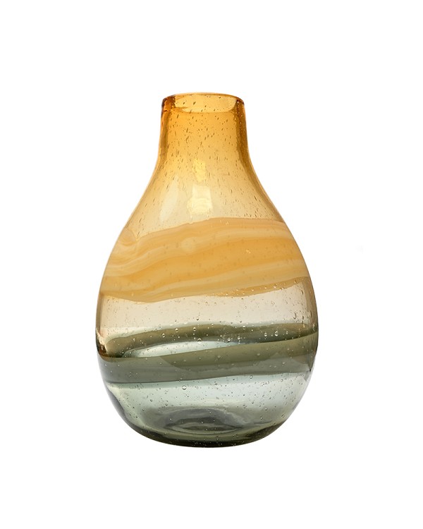 Amber Swirl Glass Bulb Vase 