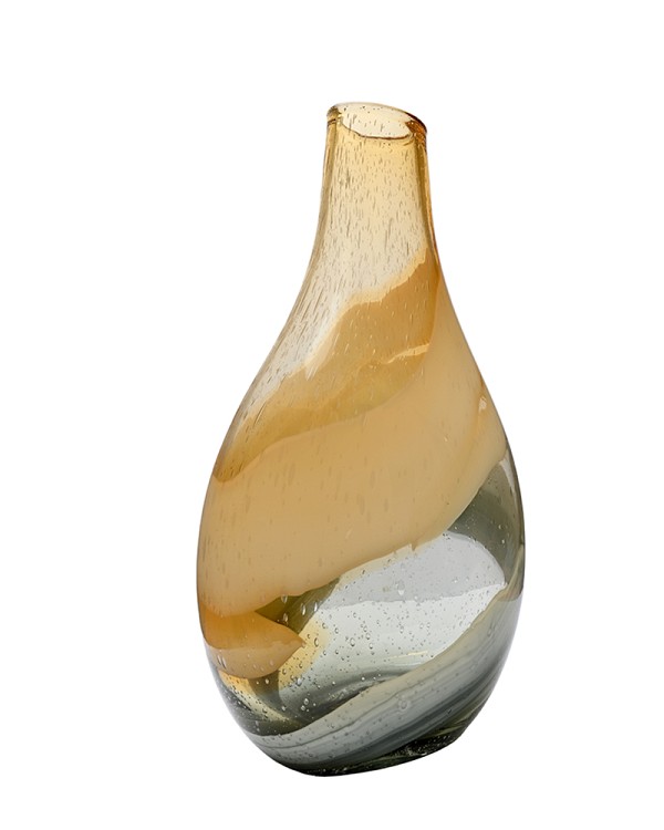 Yellow Swirl Glass Bulb Vase 14.25"H