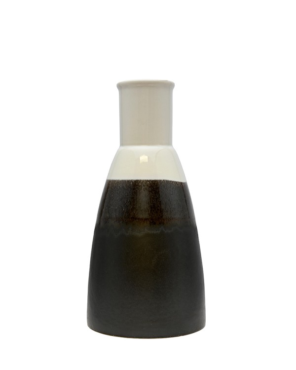Anders Ceramic Bottle Vase 11.5" High Brown/White