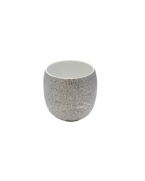 Brava Silver Spun Textured Ceramic Planter 5.25" Diameter x 5.25"