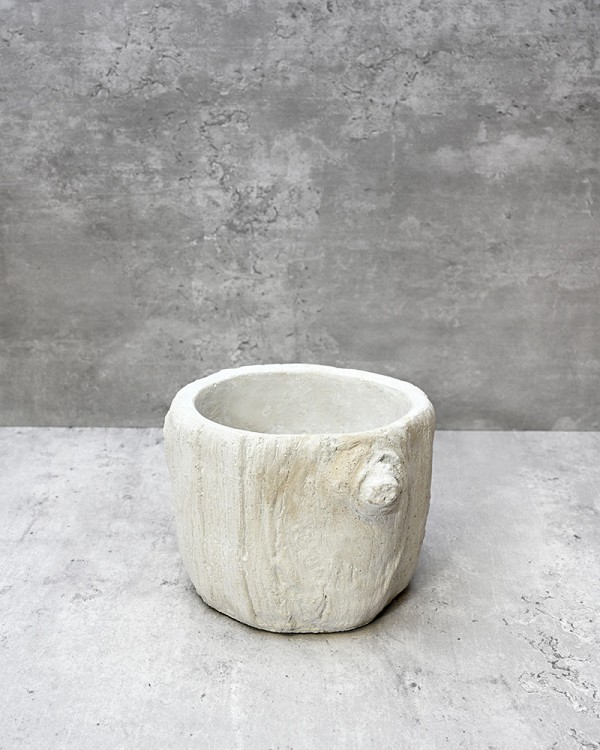 Adler Bark Concrete Container White 4.75" Diameter x 3.5"
