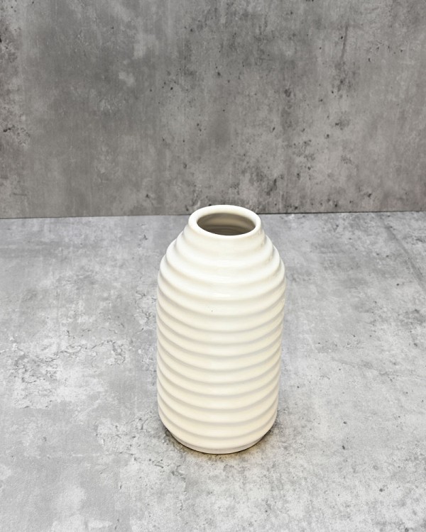 Hive White Ceramic Vase 6"