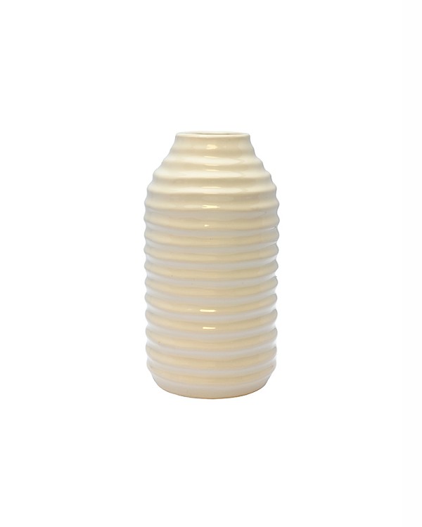 Hive White Ceramic Vase 6"