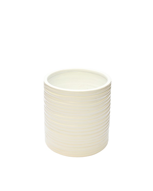 Ripple White Ceramic 6" Diameter x 6" Cylinder Vase