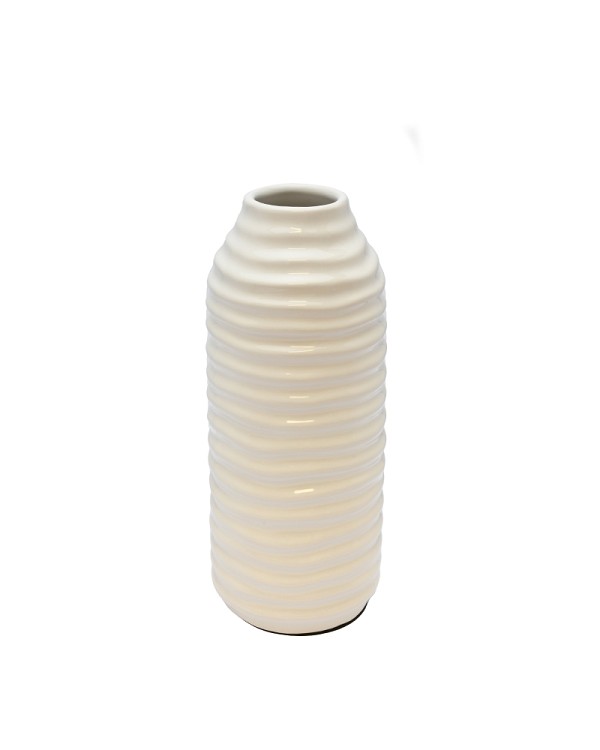 Hive White Ceramic Vase 8"