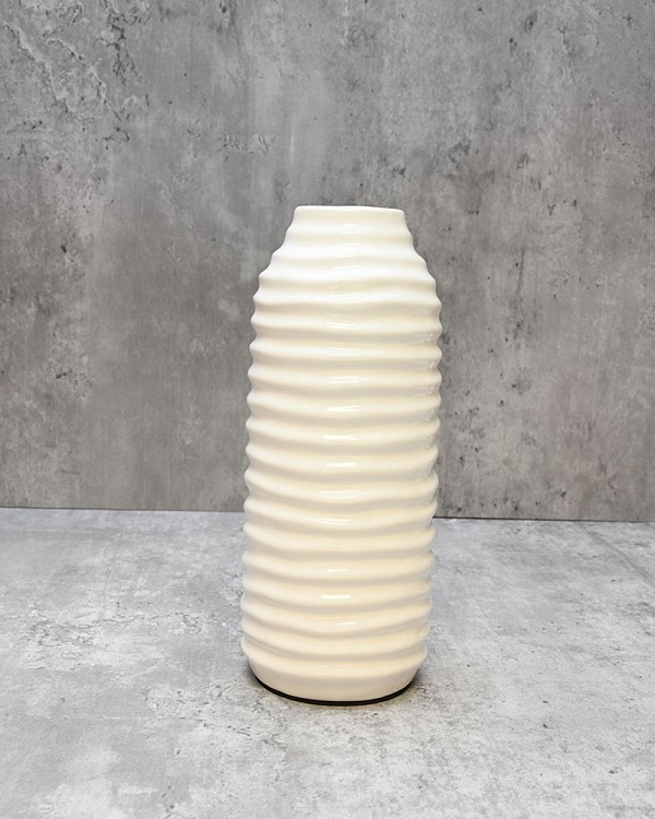 Hive White Ceramic Vase 8"