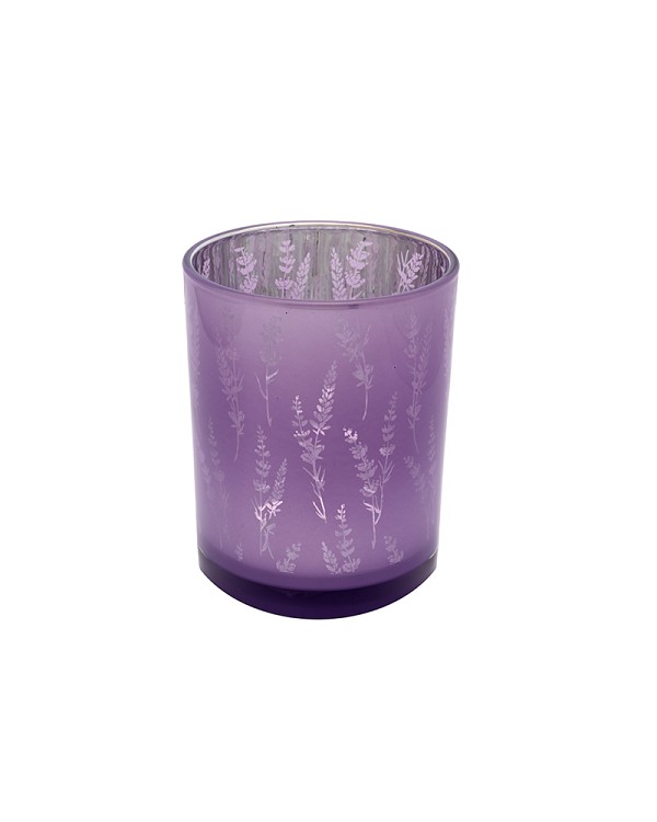 Lavender Glass Votive Holder 5"H