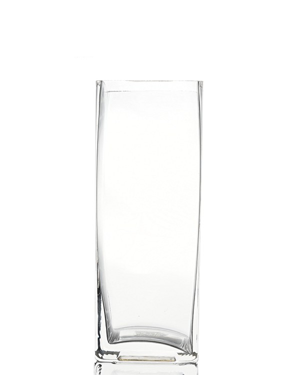 Square Clear Glass Vase 8"H