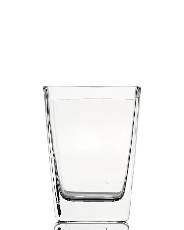 Square Tapered Clear Glass Vase 5"H