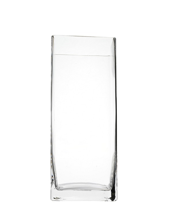 Square Clear Glass Vase 10"H