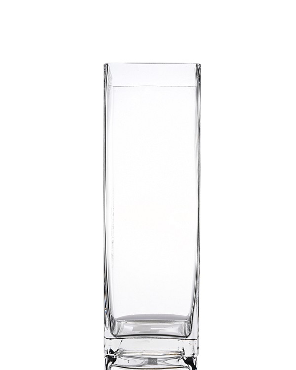 Square Clear Glass Vase 12"H