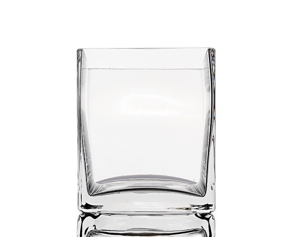 Square Clear Glass Vase 5"H