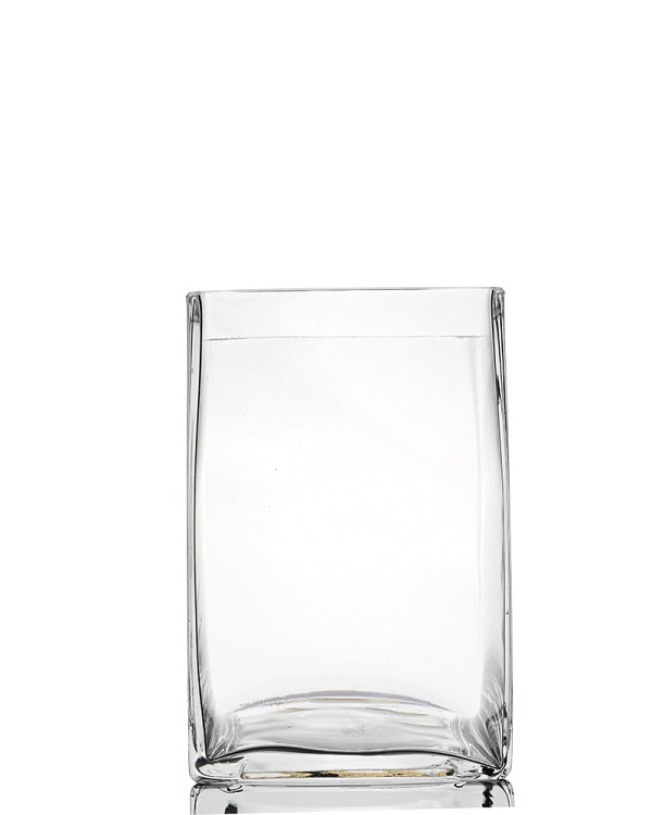 Square Clear Glass Vase 6"H
