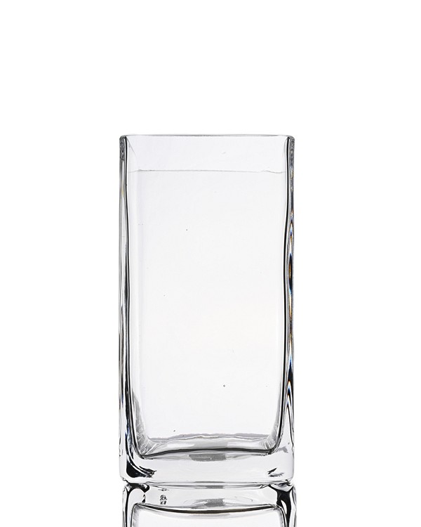 Square Clear Glass Vase 8"H