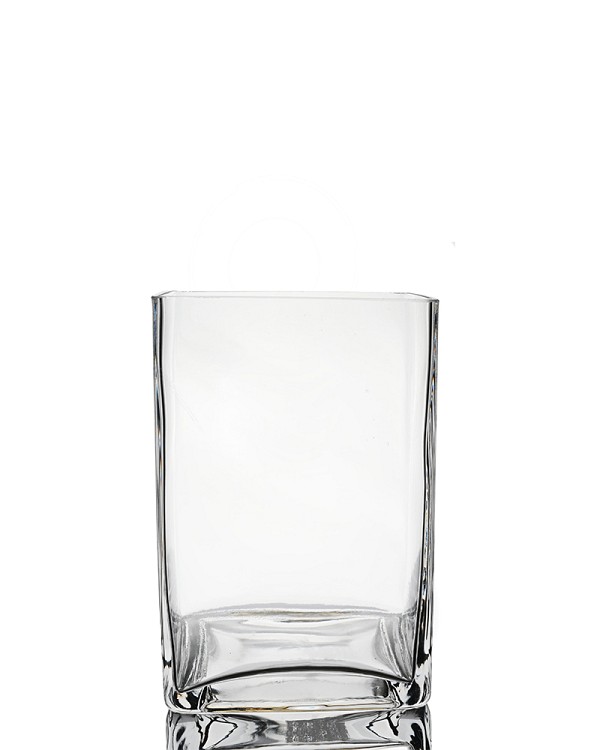Square Clear Glass Vase 7"H